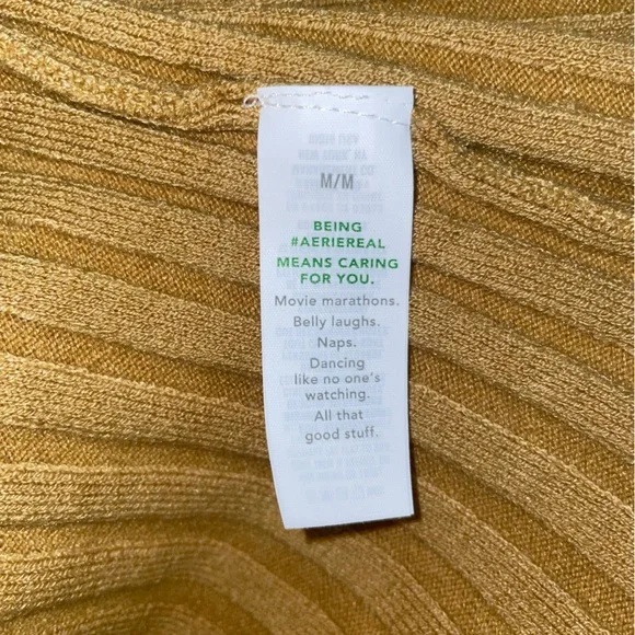 NWT Aerie Take Charge Wool Blend Ribbed Sweater Knit Mini Skirt in Golden Honey - Picture 6 of 8